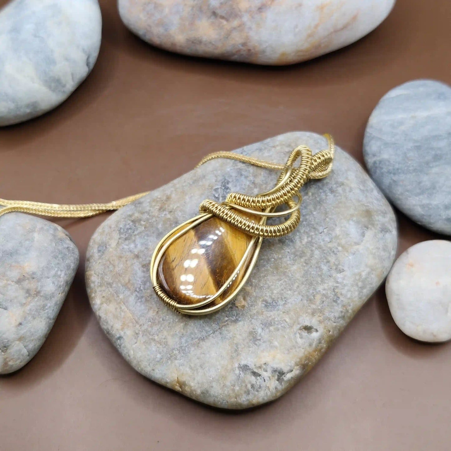 Anushka - Tiger's Eye Necklace 001 SA2 By Sanguine Aura Handcrafted Jewellery