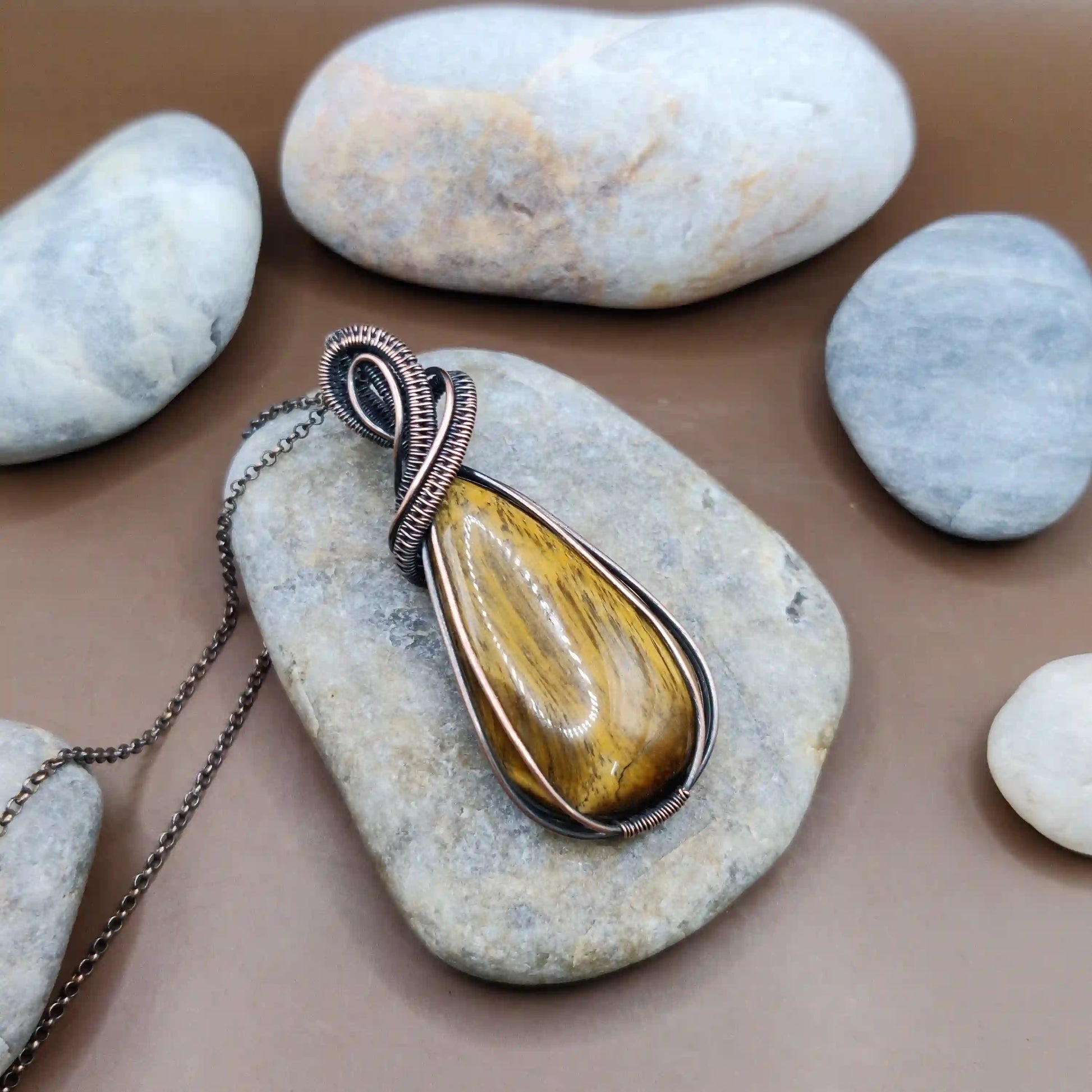 Anushka - Tiger's Eye Necklace 003 SA1 By Sanguine Aura Handcrafted Jewellery