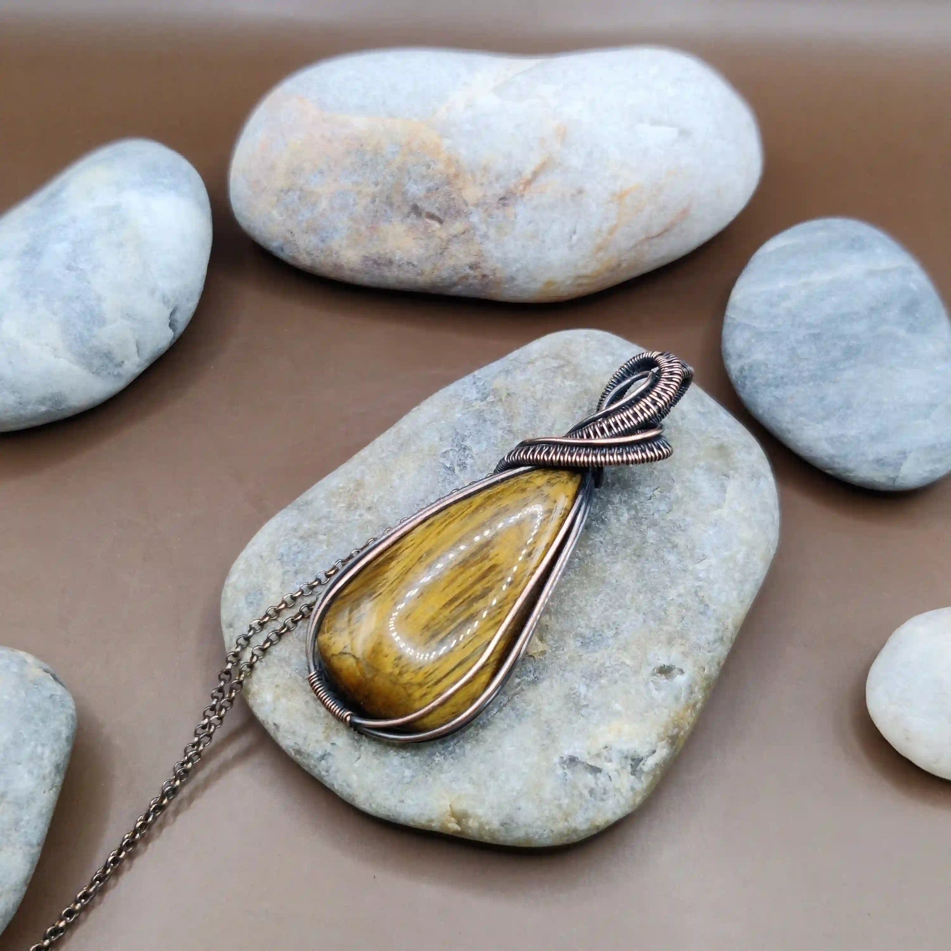Anushka - Tiger's Eye Necklace 003 SA2 By Sanguine Aura Handcrafted Jewellery