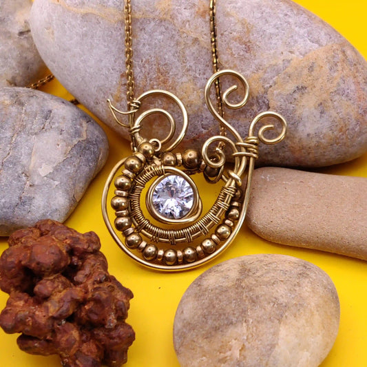 Anvith - Cubic Zirconia Necklace By Sanguine Aura Handcrafted Jewellery. Healing Benefits Of Pink Cubic zirconia  - Focus, Clarity, Purity, Innocence.