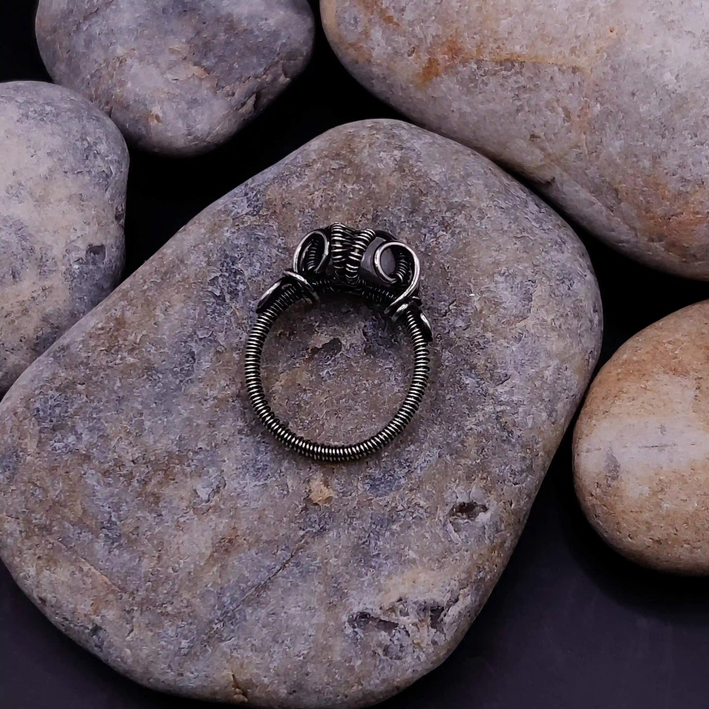 Anya - Rainbow Moonstone Ring SA4 By Sanguine Aura Handcrafted Jewellery