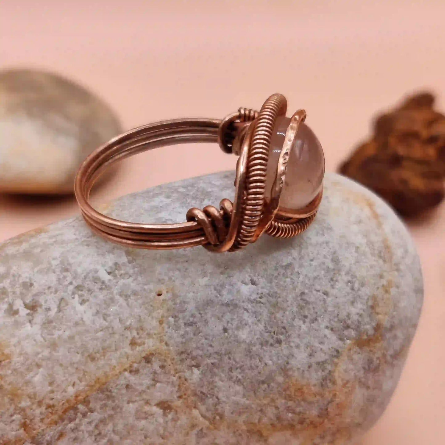 Asa- Rose Quartz Ring By Sanguine Aura Handcrafted Jewellery