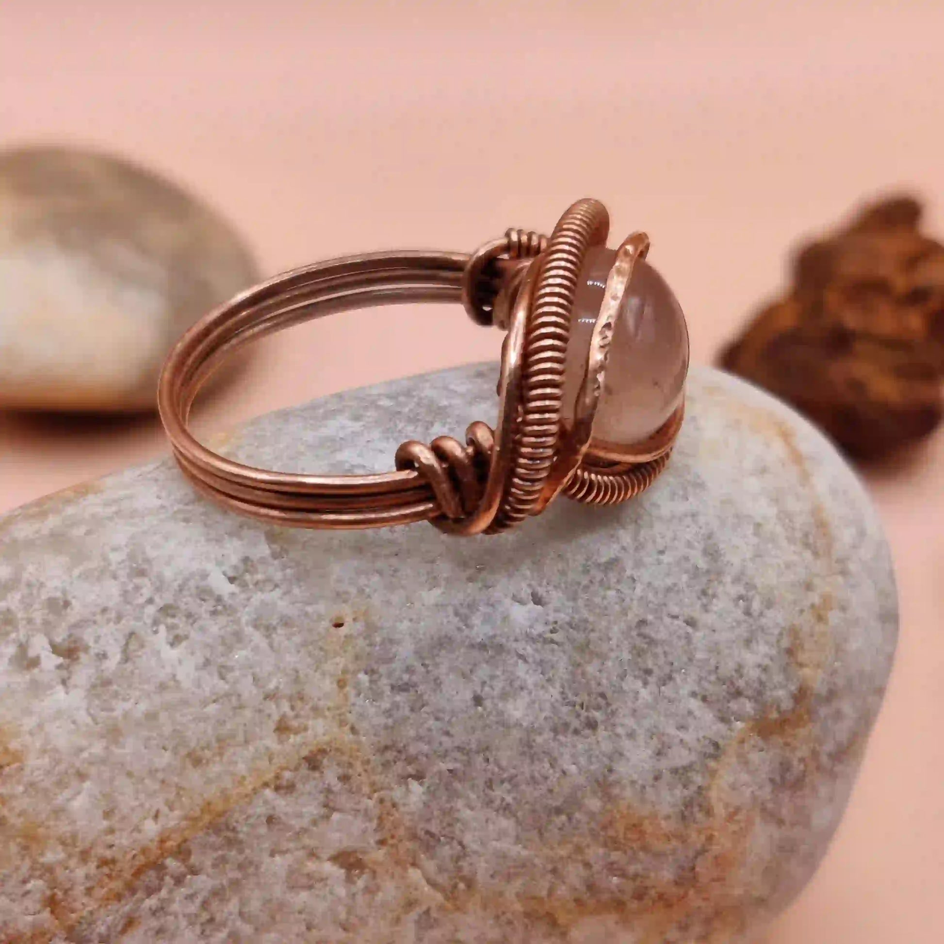 Asa- Rose Quartz Ring By Sanguine Aura Handcrafted Jewellery