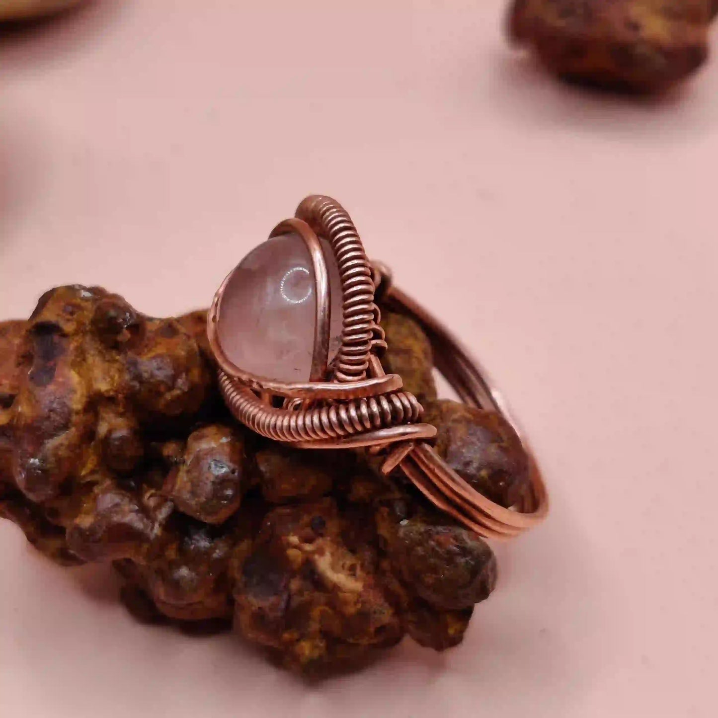 Asa- Rose Quartz Ring SA3 By Sanguine Aura Handcrafted Jewellery