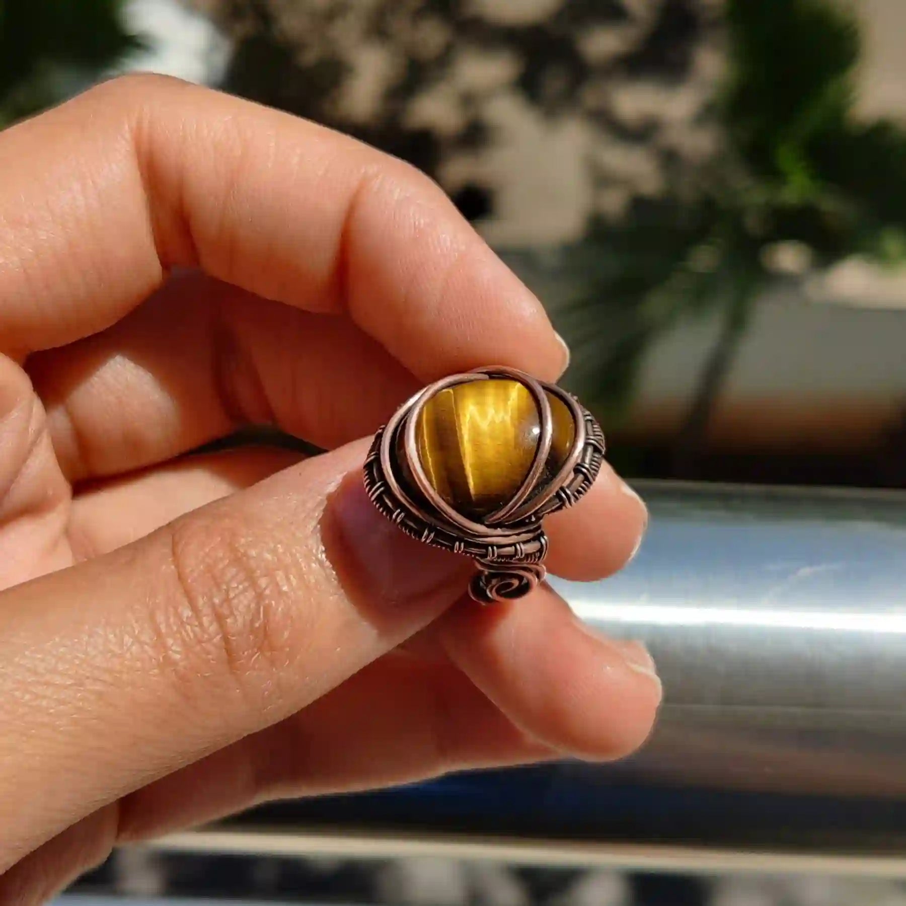 Ashka – Tiger’s Eye Ring SA5 By Sanguine Aura Handcrafted Jewellery. Healing Benefits of Tiger's Eye -  Confidence, Focus, Clarity, Courage.