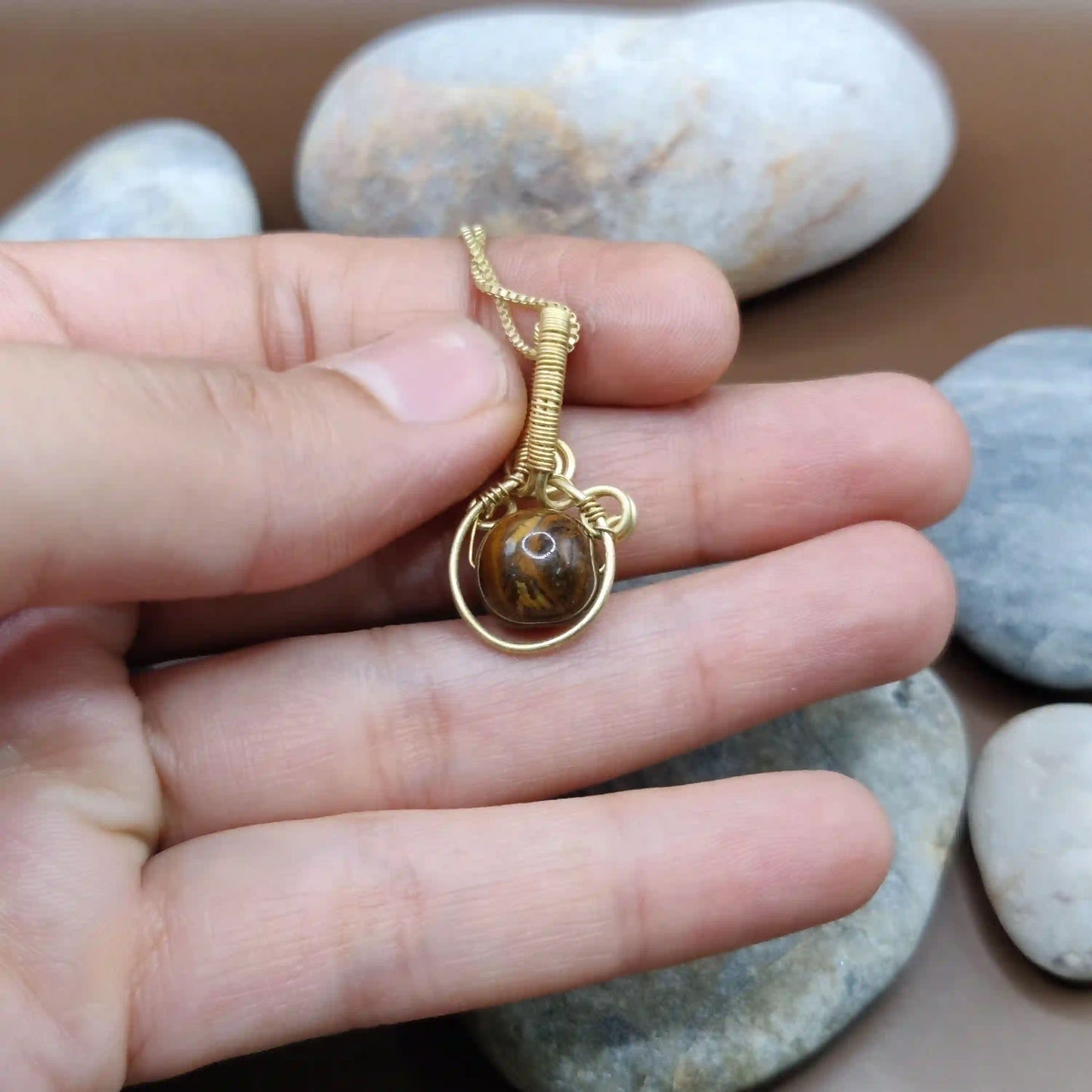 Avya - Tiger's Eye Necklace By Sanguine Aura Handcrafted Jewellery