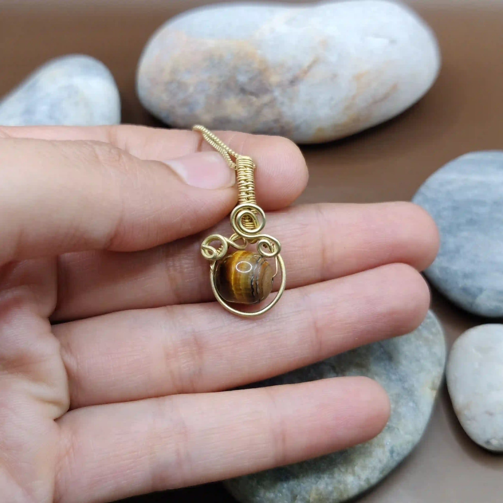 Avya - Tiger's Eye Necklace SA2 By Sanguine Aura Handcrafted Jewellery