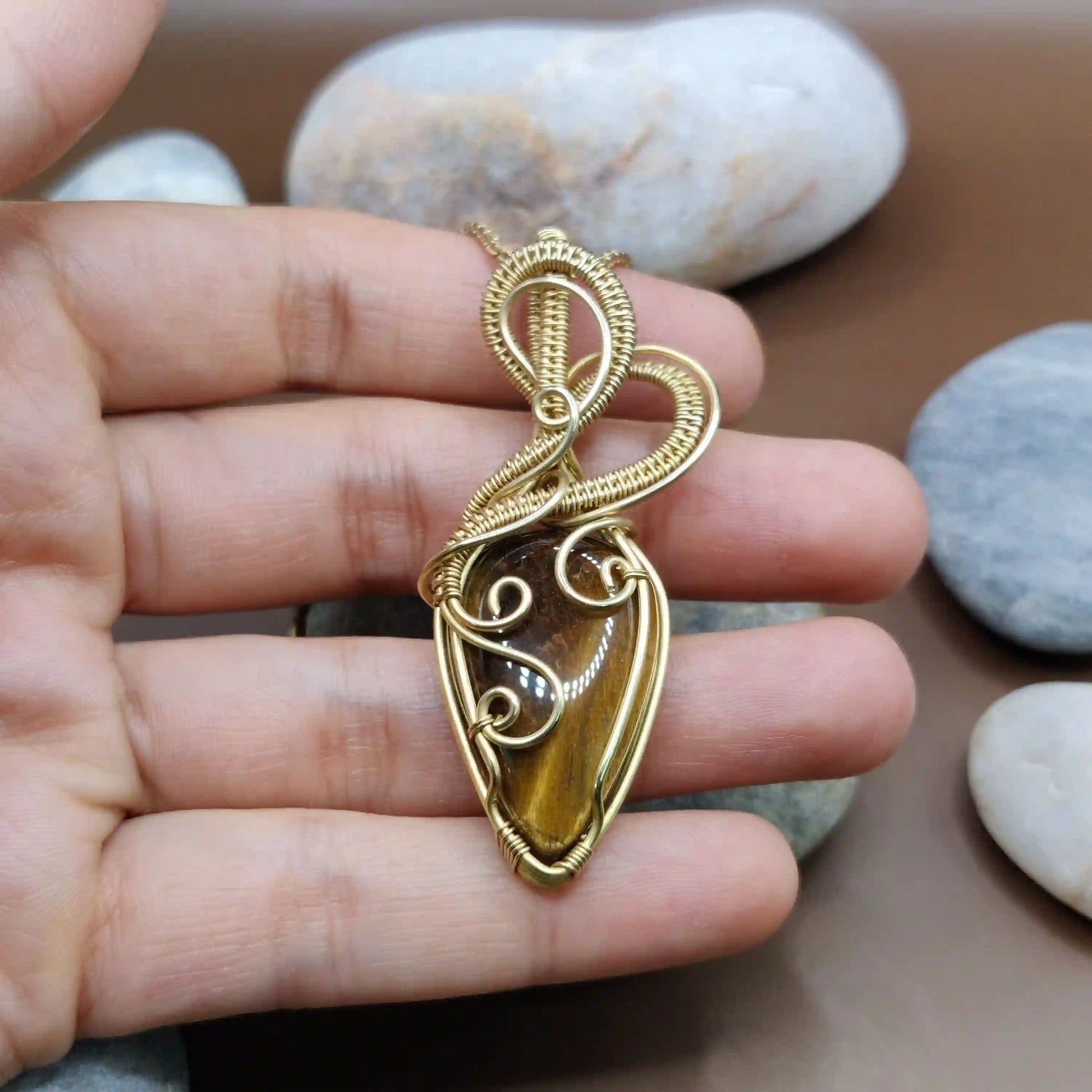Ayaan - Tiger's Eye Necklace 003 SA1 By Sanguine Aura Handcrafted Jewellery