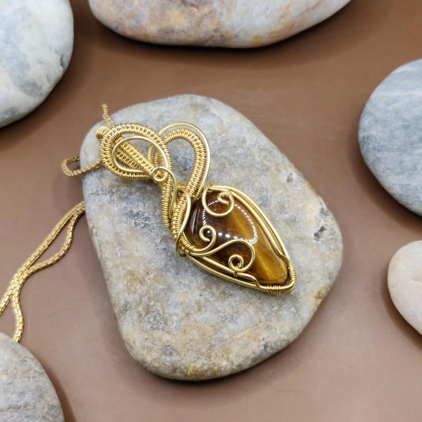 Ayaan - Tiger's Eye Necklace 003 SA3 By Sanguine Aura Handcrafted Jewellery