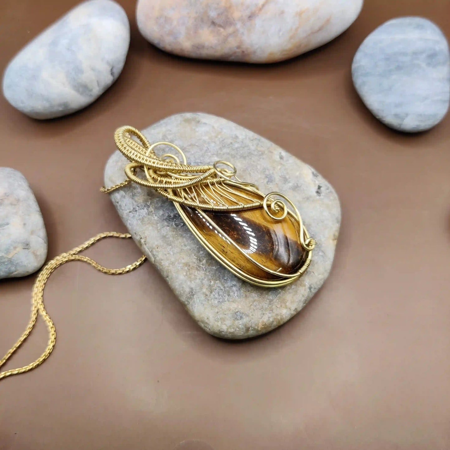 Ayaan - Tiger's Eye Necklace 004 SA1 By Sanguine Aura Handcrafted Jewellery