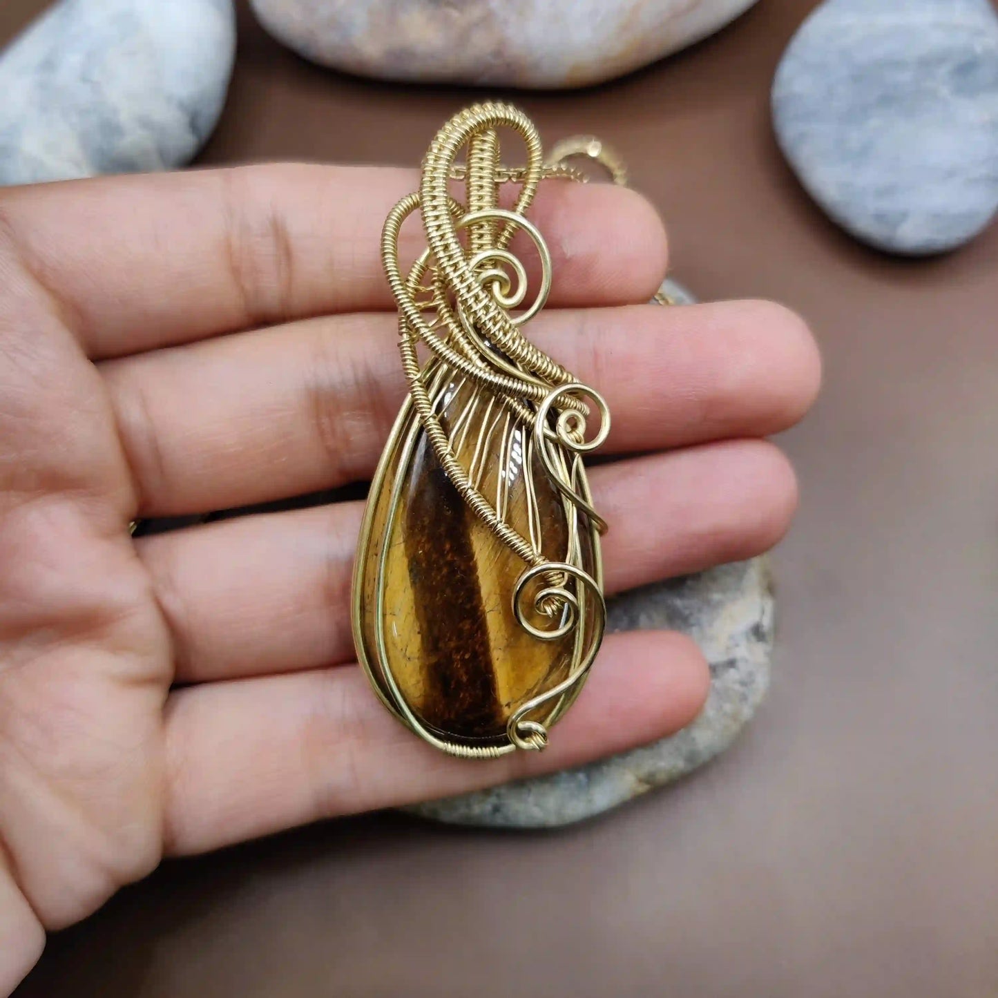 Ayaan - Tiger's Eye Necklace 004 SA2 By Sanguine Aura Handcrafted Jewellery