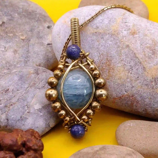 Basu_Aquamarine_And_Lapis_Lazuli_Necklace By Sanguine Aura Handcrafted Jewellery