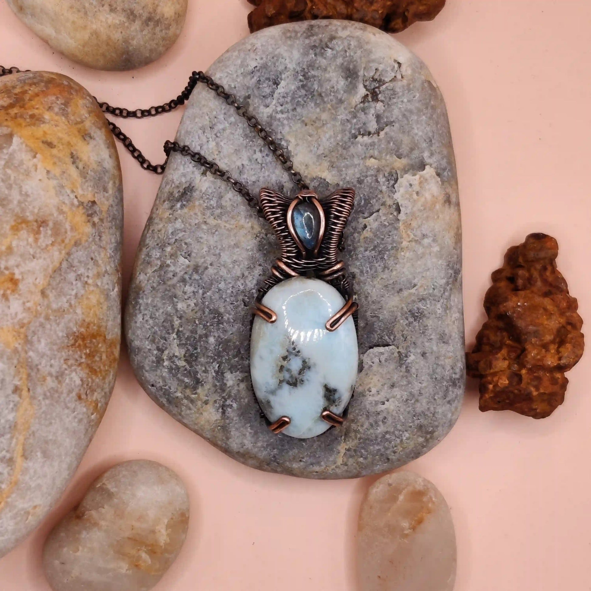 Bhumi - Larimar and Labradorite Necklace SA4 By Sanguine Aura Handcrafted Jewellery