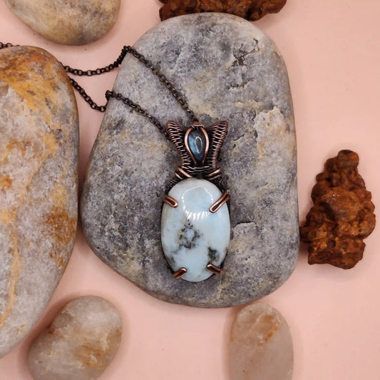 Bhumi - Larimar and Labradorite Necklace SA4 By Sanguine Aura Handcrafted Jewellery