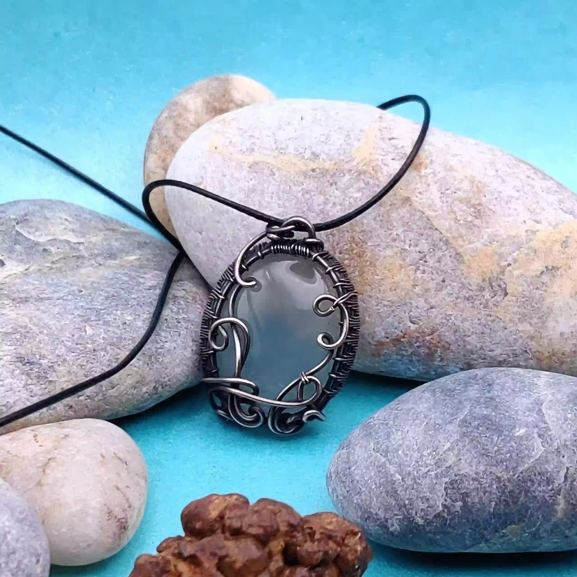 Blair_Aqua_Chalcedony_Necklace_SA1 By Sanguine Aura Handcrafted Jewellery