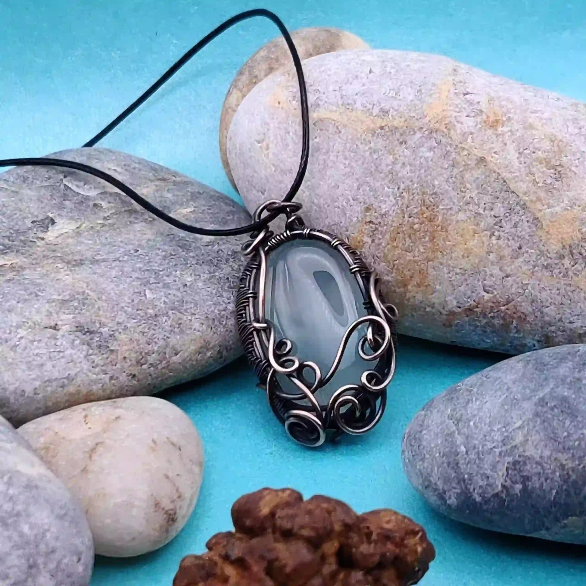 Blair_Aqua_Chalcedony_Necklace_SA2 By Sanguine Aura Handcrafted Jewellery