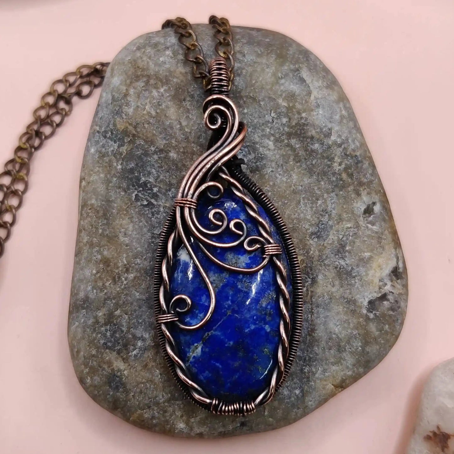 Bodhi 011 lapis lazuli copper pendant handmade by sanguine aura handcrafted jewellery