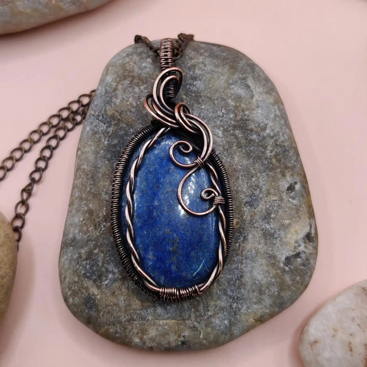 Bodhi 012 lapis lazuli copper pendant handmade by sanguine aura handcrafted jewellery