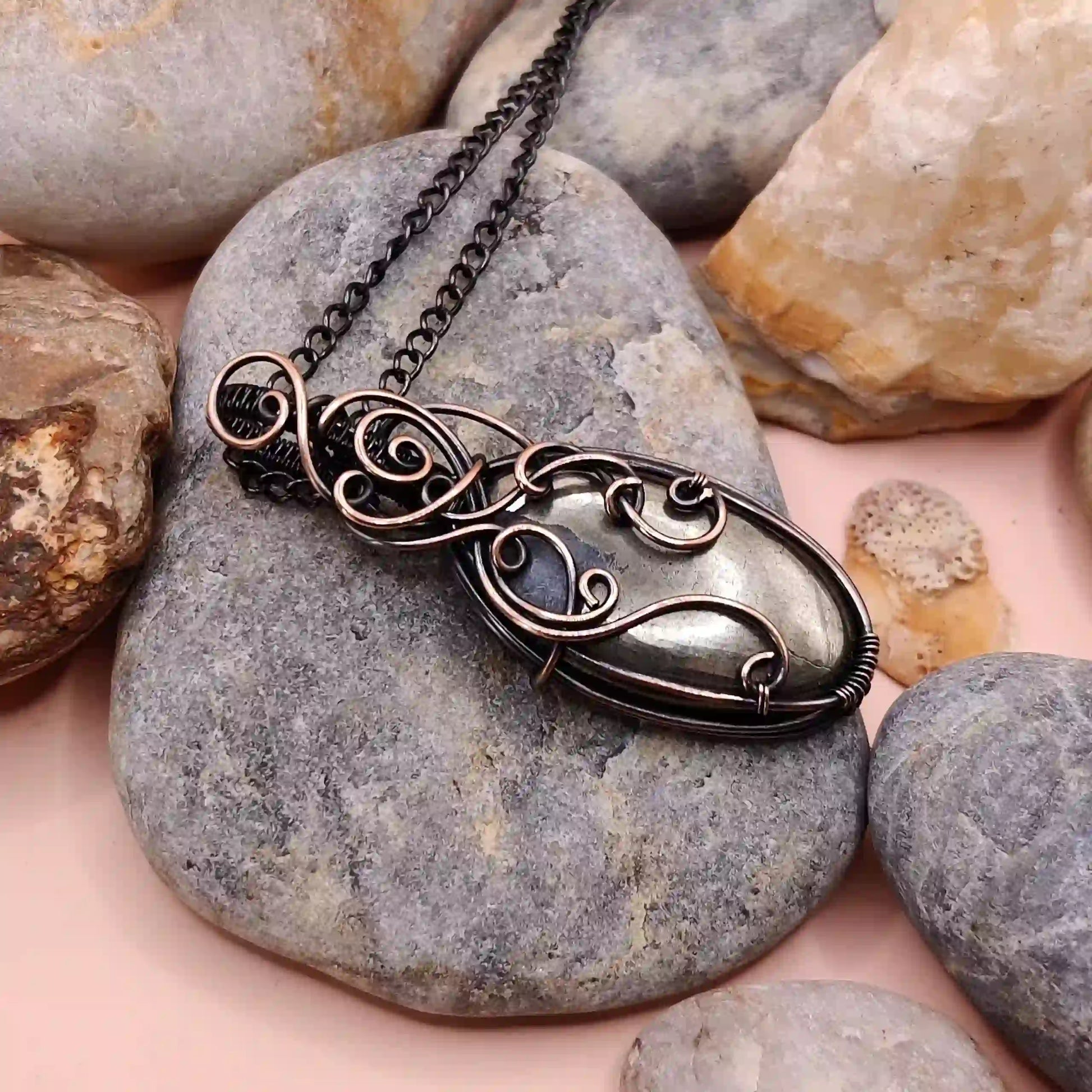 Carina Pyrite Necklace- 003 SA1 By Sanguine Aura Handcrafted Jewellery