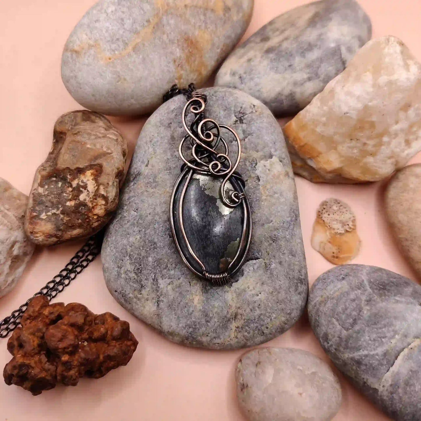 Carina Pyrite Necklace- 004 By Sanguine Aura Handcrafted Jewellery
