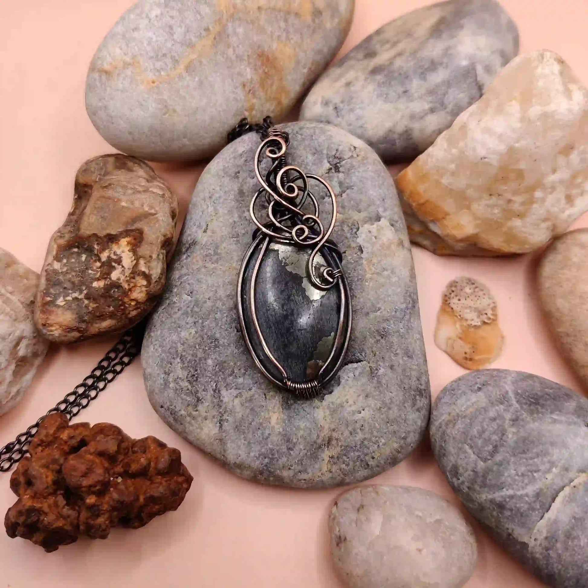 Carina Pyrite Necklace- 004 By Sanguine Aura Handcrafted Jewellery