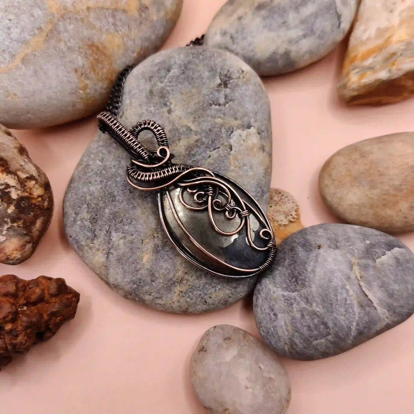 Carina Pyrite Necklace- 005 By Sanguine Aura Handcrafted Jewellery