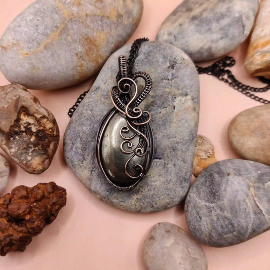 Carina Pyrite Necklace- 006 By Sanguine Aura Handcrafted Jewellery