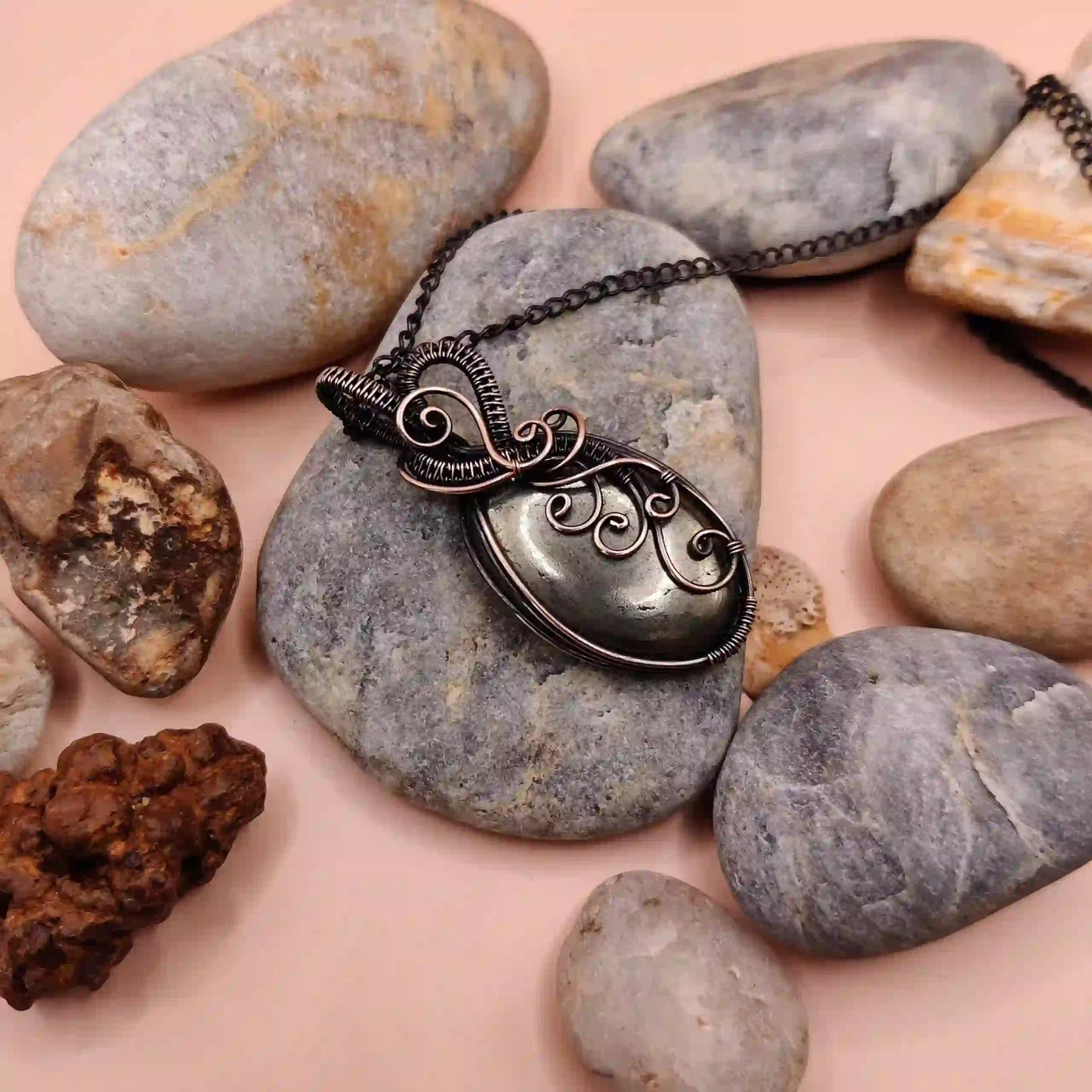 Carina Pyrite Necklace- 006 SA1 By Sanguine Aura Handcrafted Jewellery