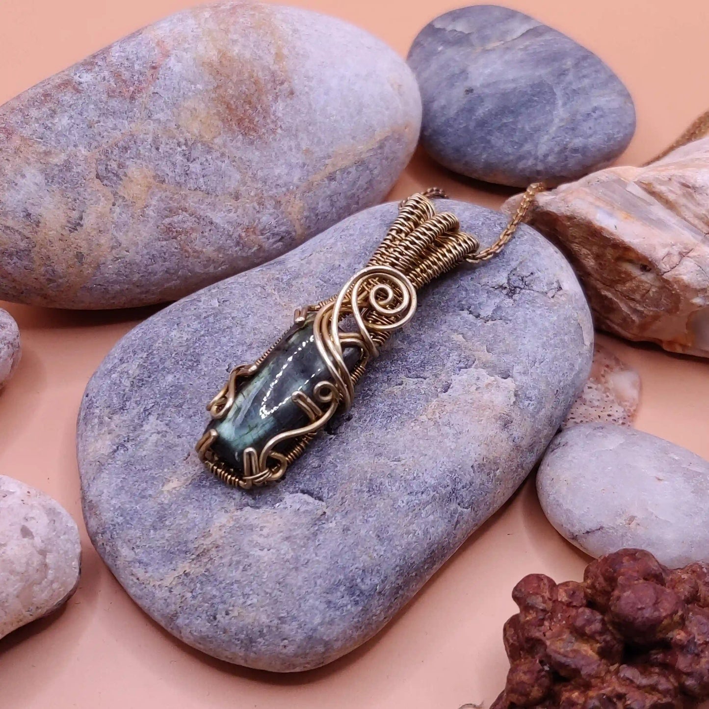 Chaitya - Labradorite Necklace 003 By Sanguine Aura Handcrafted Jewellery. Healing Benefits of Labradorite - Balance & Clarity.