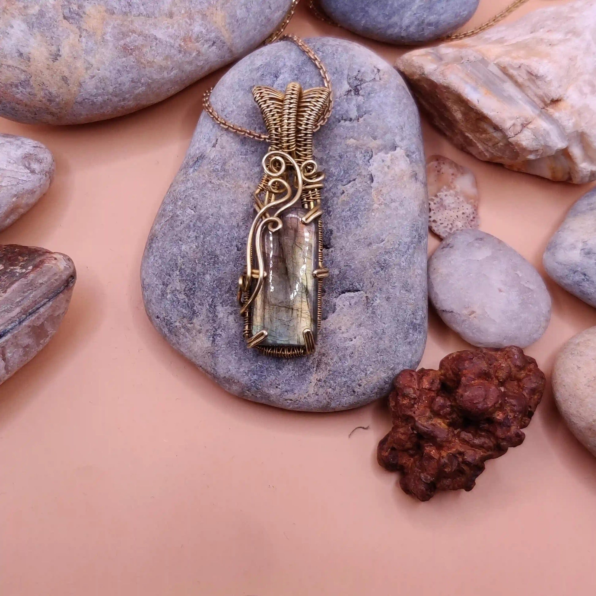 Chaitya - Labradorite Necklace 004 By Sanguine Aura Handcrafted Jewellery. Healing Benefits of Labradorite - Balance & Clarity.