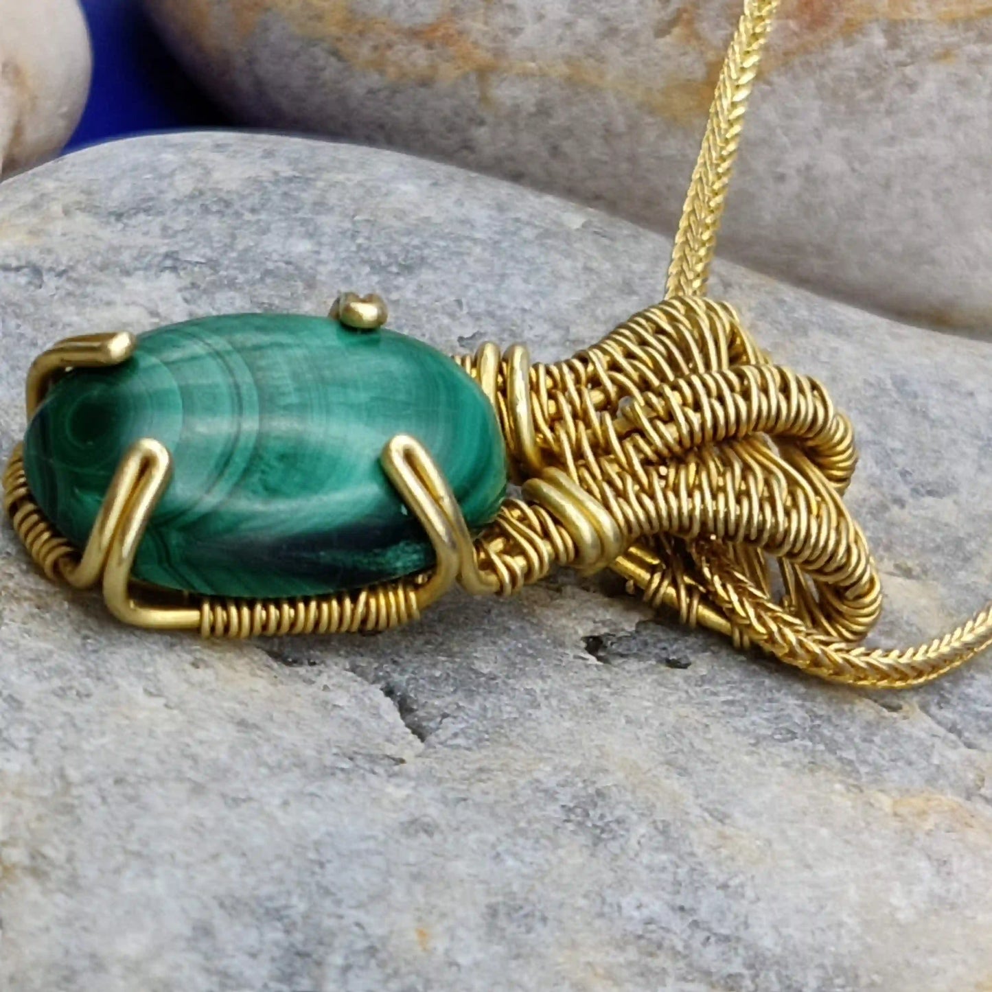 Chaitya - Malachite Necklace 002 SA3 By Sanguine Aura Handcrafted Jewellery
