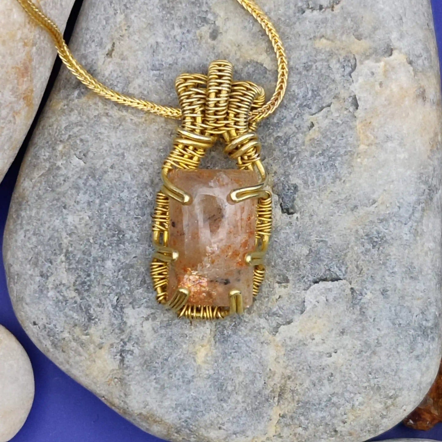 Chaitya - Sunstone Necklace By Sanguine Aura Handcrafted Jewellery. Healing Benefits of Sunstone - Uplift, Create, Shine.
