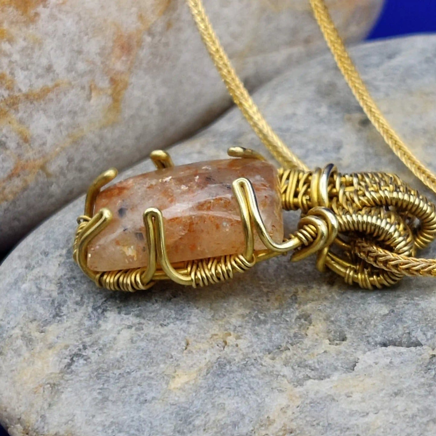 Chaitya - Sunstone Necklace SA1 By Sanguine Aura Handcrafted Jewellery