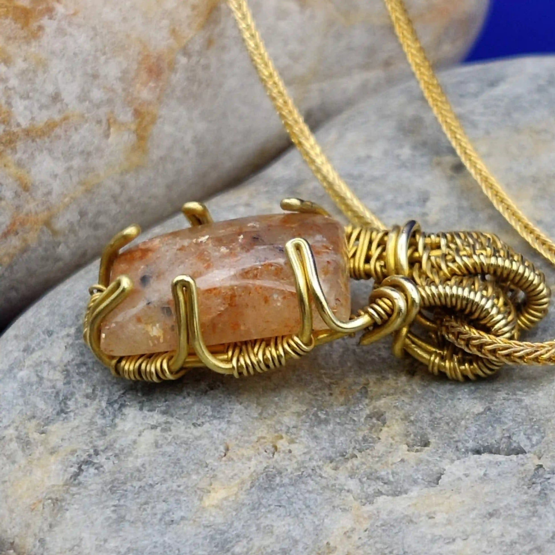 Chaitya - Sunstone Necklace SA3 By Sanguine Aura Handcrafted Jewellery