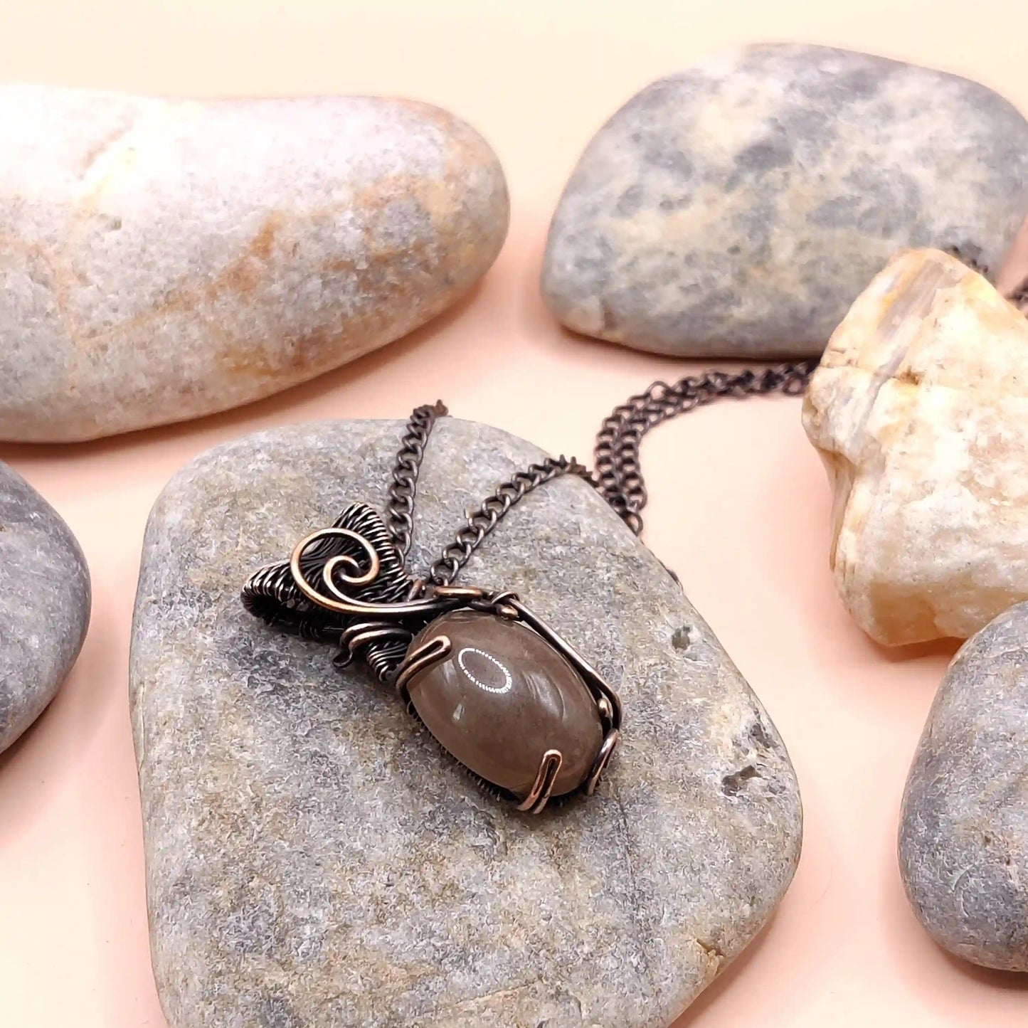Chaitya Brown Moonstone Necklace By Sanguine Aura Handcrafted Jewellery