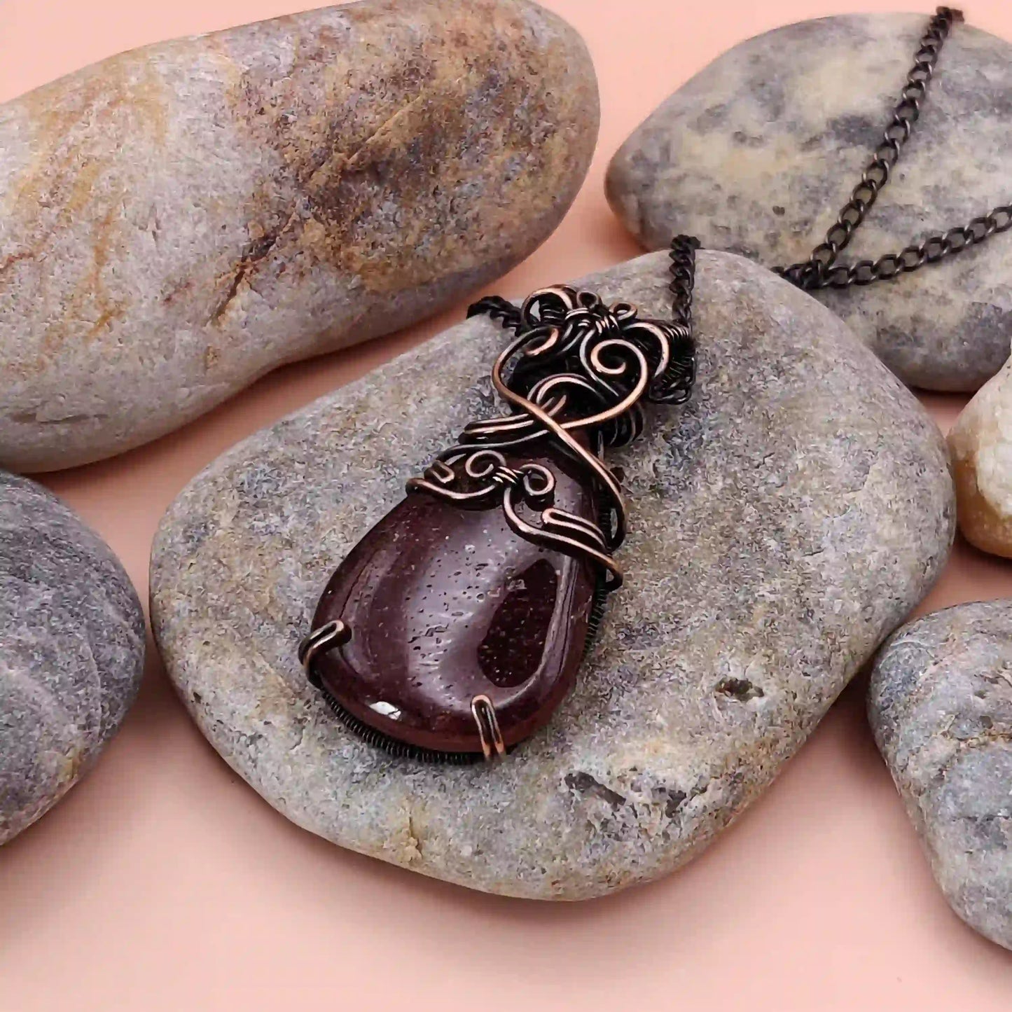 Chaitya Strawberry Quartz Necklace By Sanguine Aura Handcrafted Jewellery