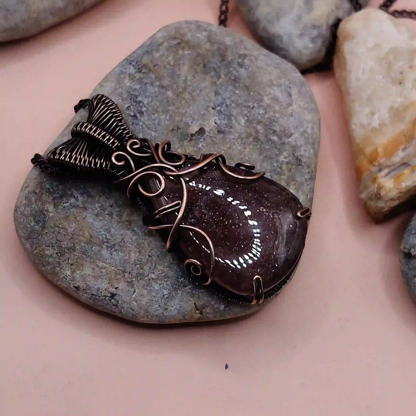 Chaitya Strawberry Quartz Necklace 002 SA1 By Sanguine Aura Handcrafted Jewellery