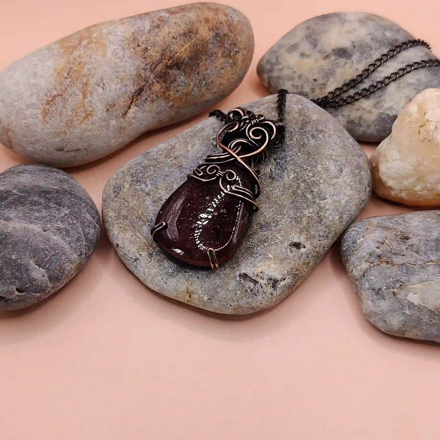 Chaitya Strawberry Quartz Necklace SA1 By Sanguine Aura Handcrafted Jewellery
