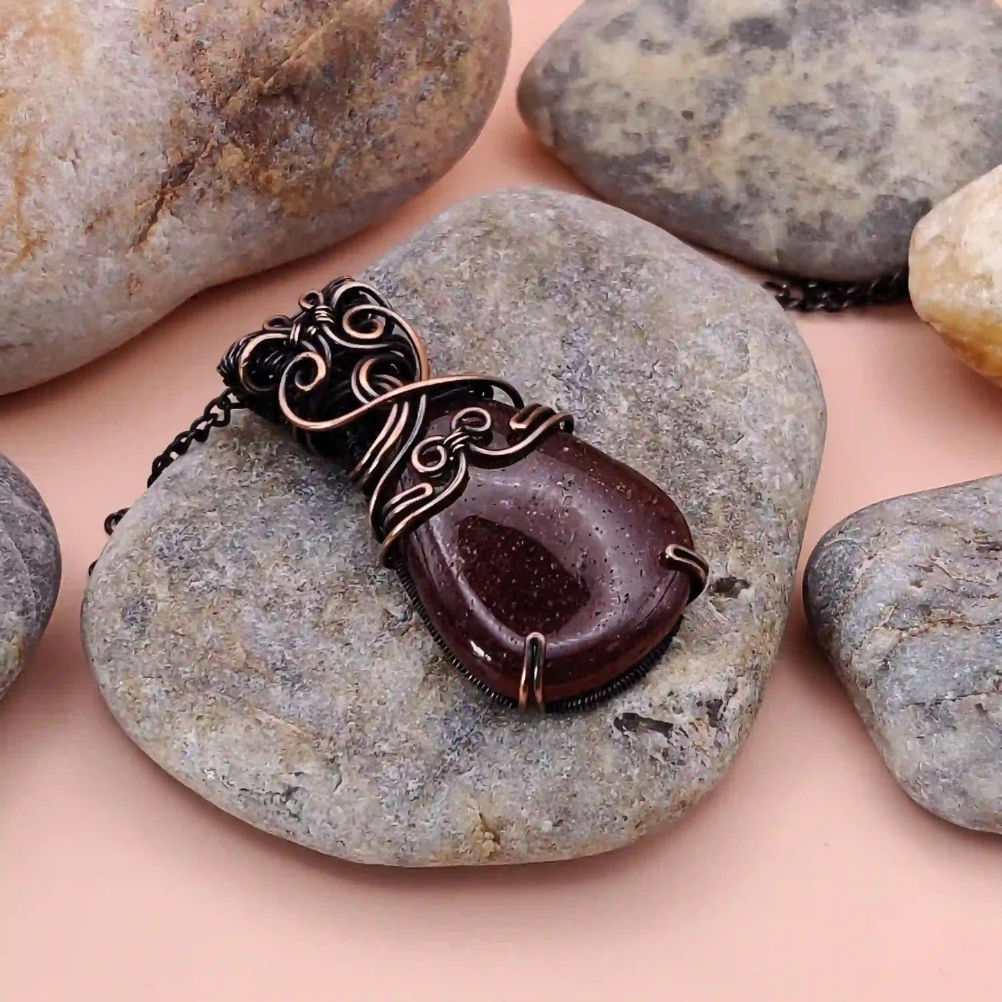 Chaitya Strawberry Quartz Necklace SA2 By Sanguine Aura Handcrafted Jewellery