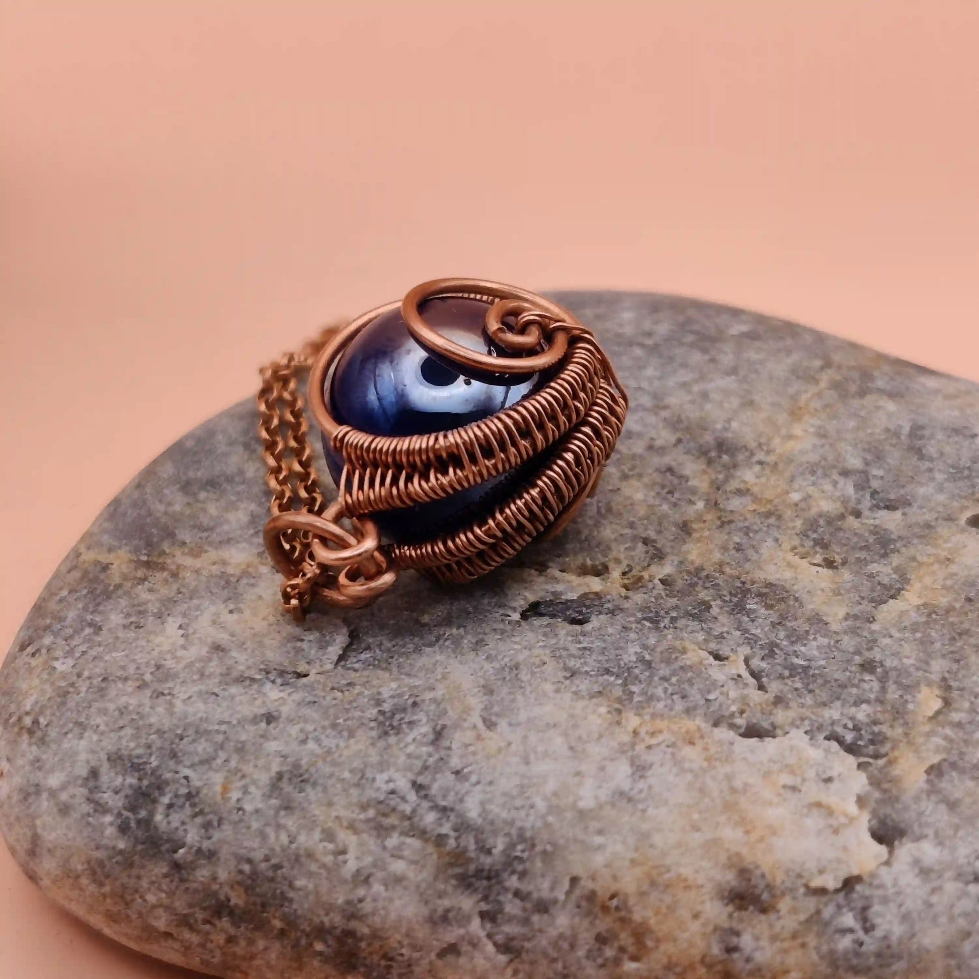 Chavi - Glass Sphere Necklace By Sanguine Aura Handcrafted Jewellery. Healing Benefits of Glass Sphere - Balance & Harmony.