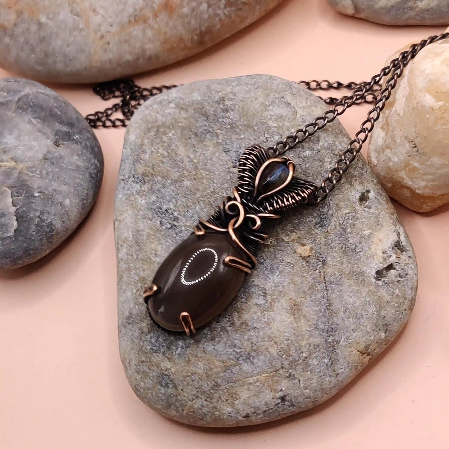 Daiva- Brown Moonstone And Labradorite Necklace By Sanguine Aura Handcrafted Jewellery
