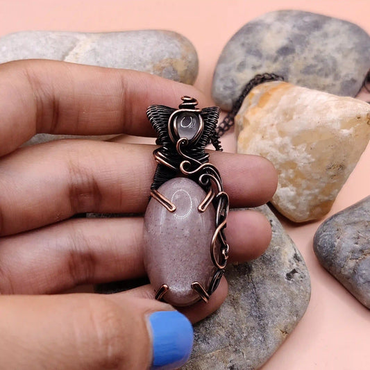 Daiva- Peach Moonstone And Rose Quartz Necklace 002 SA2 By Sanguine Aura Handcrafted Jewellery