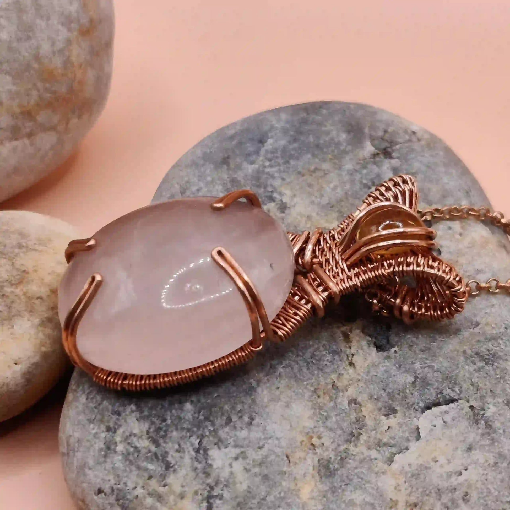 Daiva- Rose Quartz And Citrine Necklace SA1 By Sanguine Aura Handcrafted Jewellery