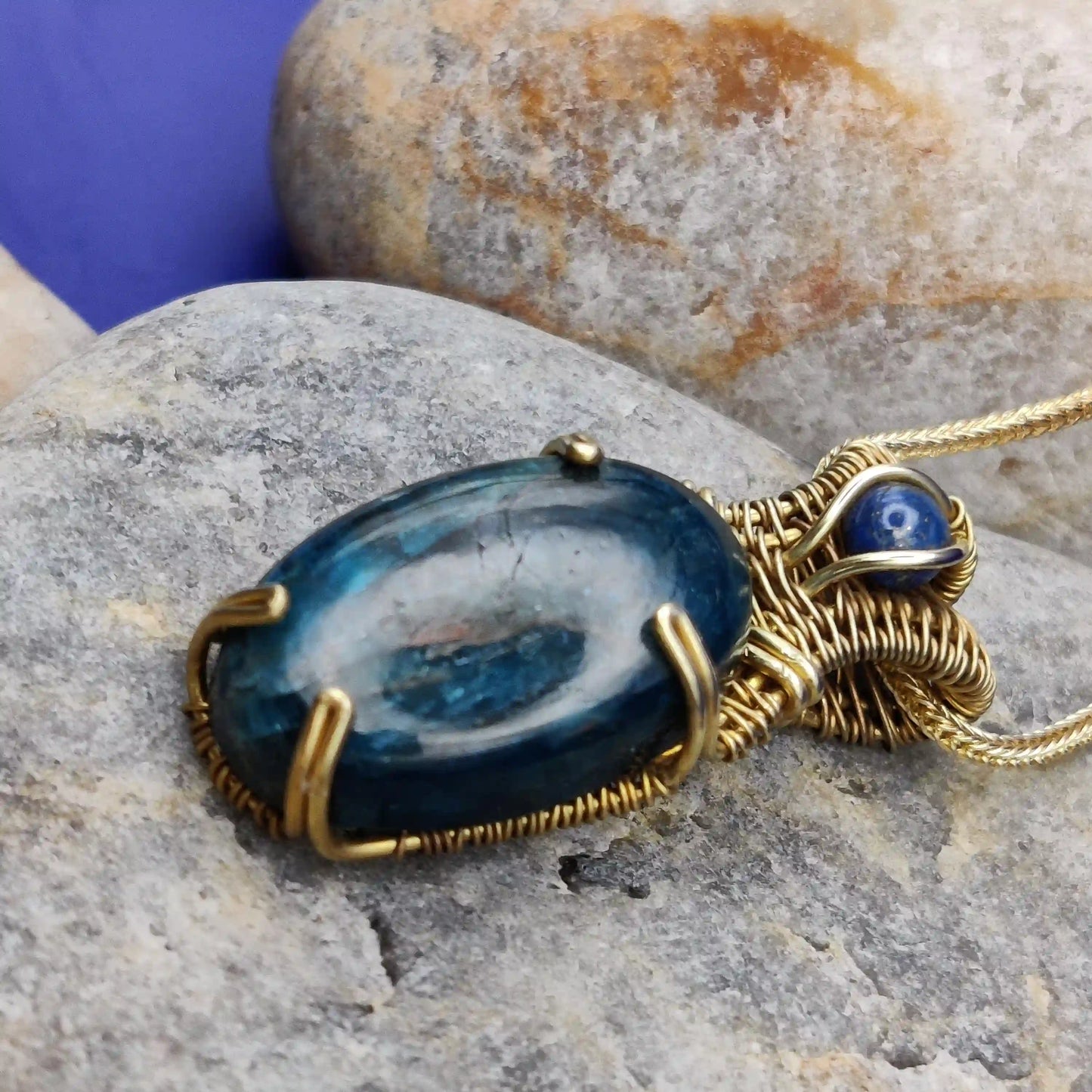 Daiva - Apatite and Lapis Lazuli Necklace SA1 By Sanguine Aura Handcrafted Jewellery