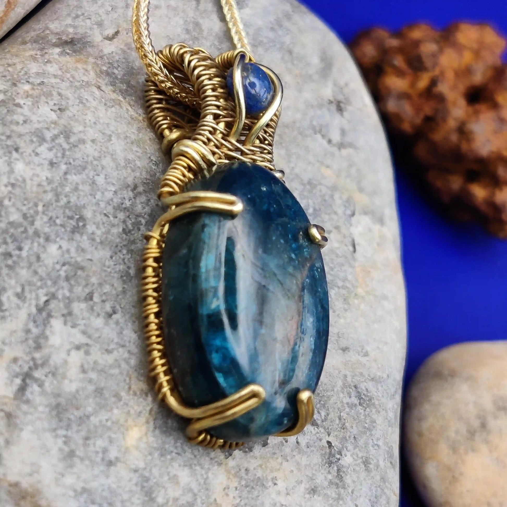 Daiva - Apatite and Lapis Lazuli Necklace SA2 By Sanguine Aura Handcrafted Jewellery