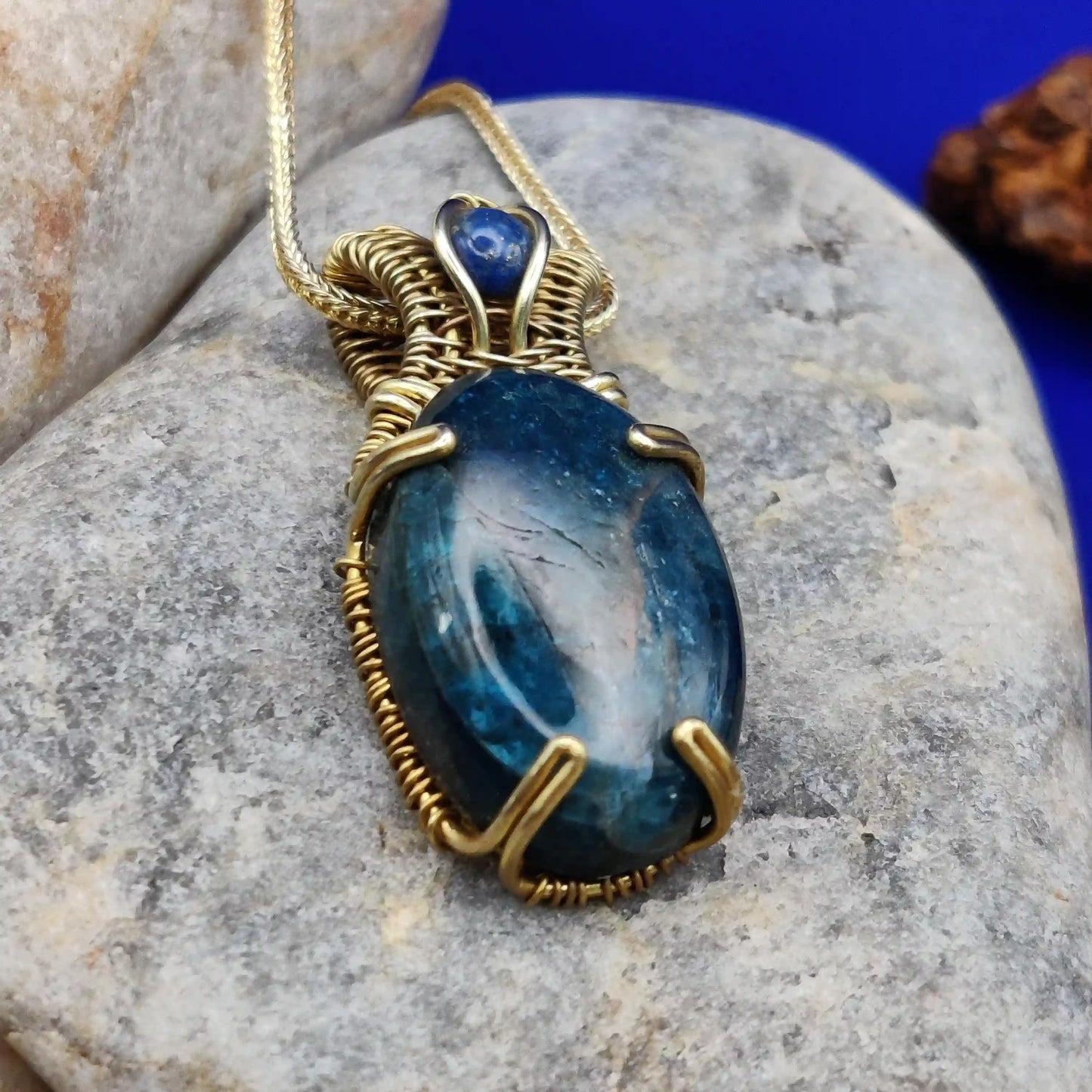 Daiva - Apatite and Lapis Lazuli Necklace SA3 By Sanguine Aura Handcrafted Jewellery