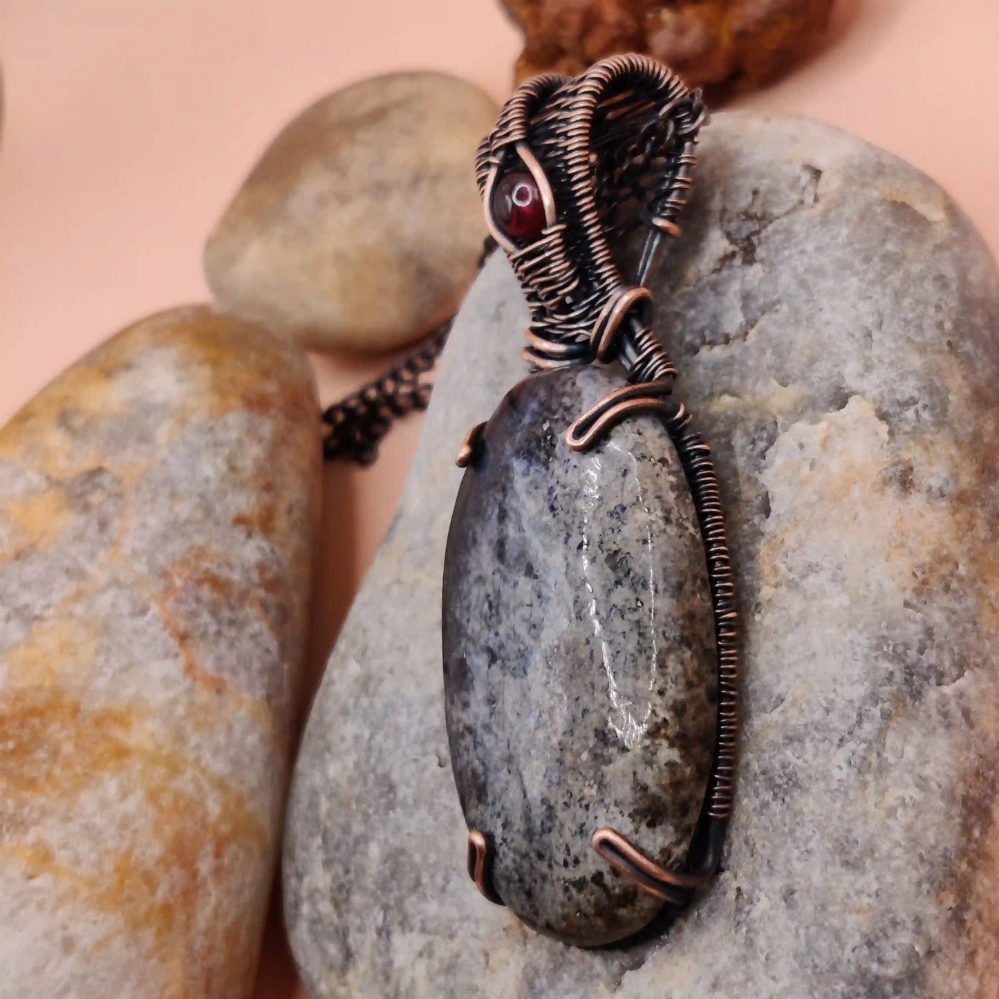 Daiva - Dumortierite and Garnet necklace By Sanguine Aura Handcrafted Jewellery