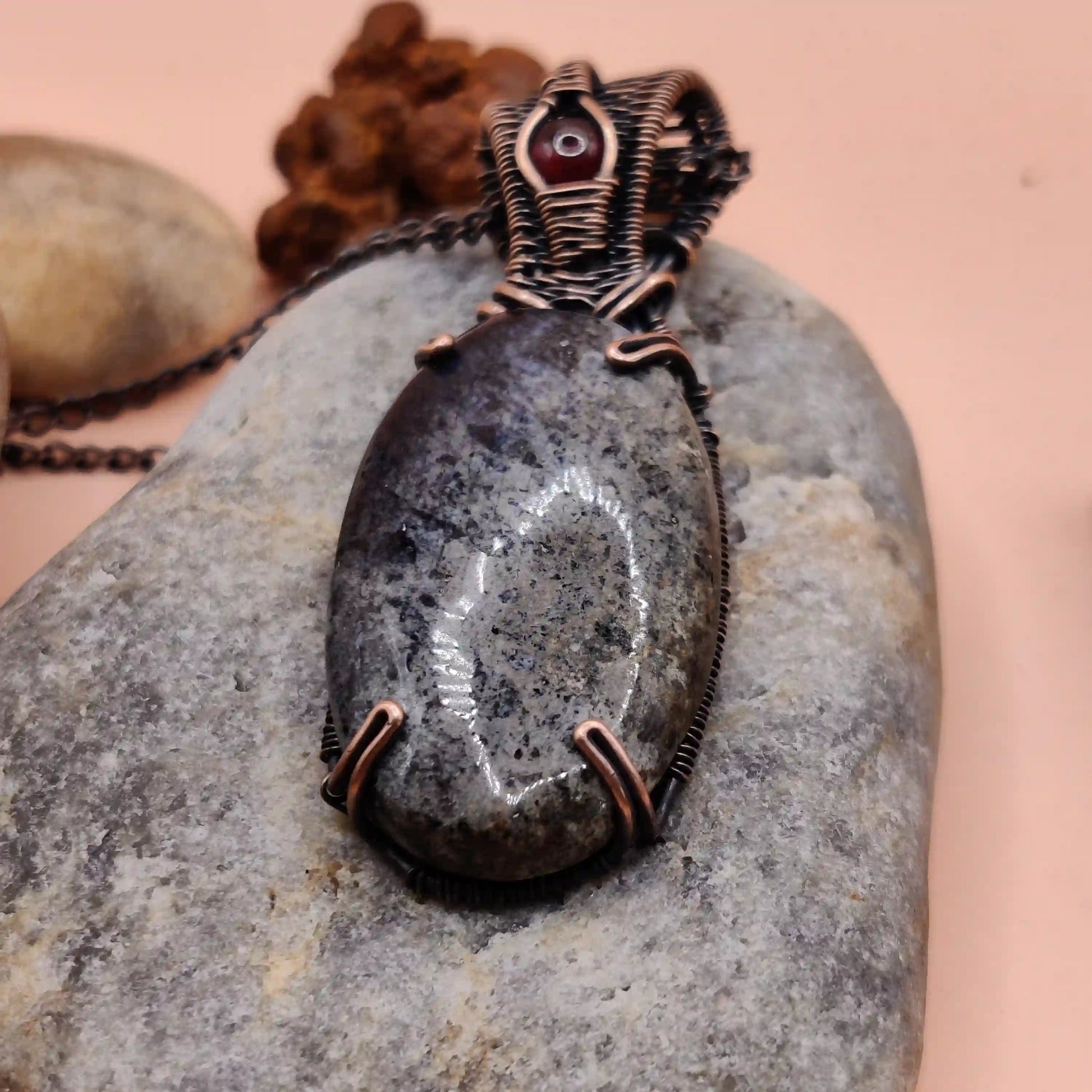 Daiva - Dumortierite and Garnet necklace SA1 By Sanguine Aura Handcrafted Jewellery