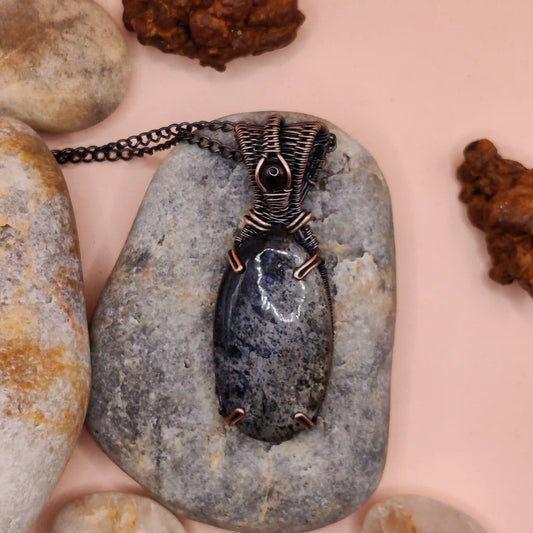 Daiva - Dumortierite and Garnet necklace SA2 By Sanguine Aura Handcrafted Jewellery