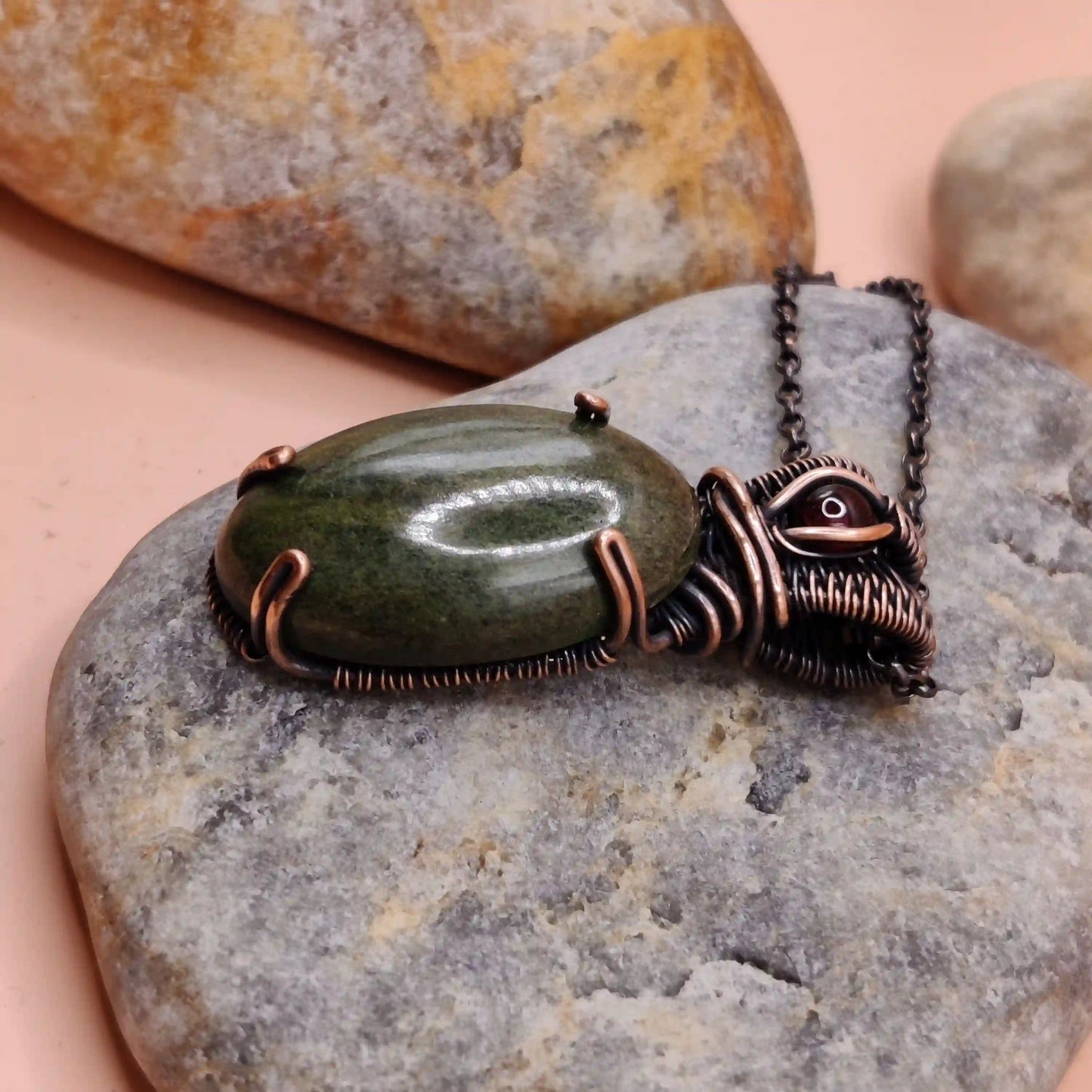 Daiva - Jade and Garnet Necklace 001 By Sanguine Aura Handcrafted Jewellery